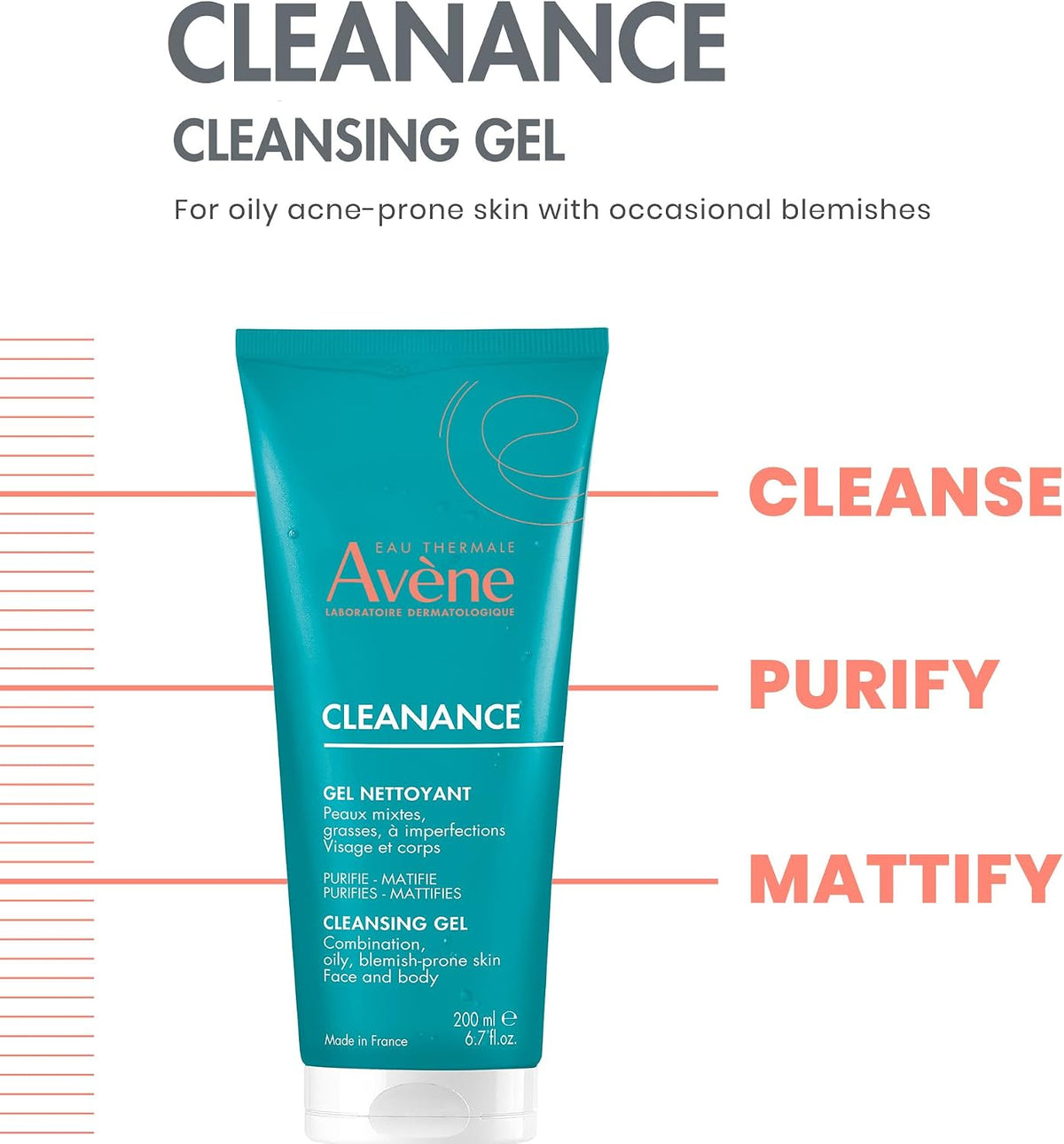 Avene Cleanance face wash bottle showing soap-free label