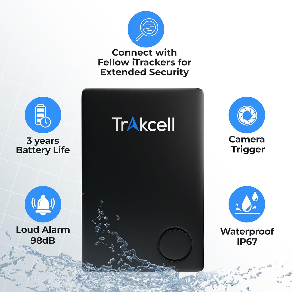 Trakcell smart Bluetooth locator card in leather wallet