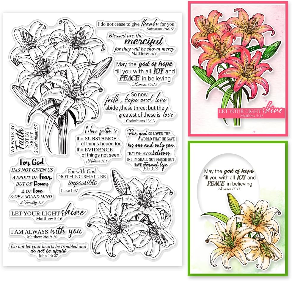 GLOBLELAND Lily Bible Clear Stamps front view of the sheet