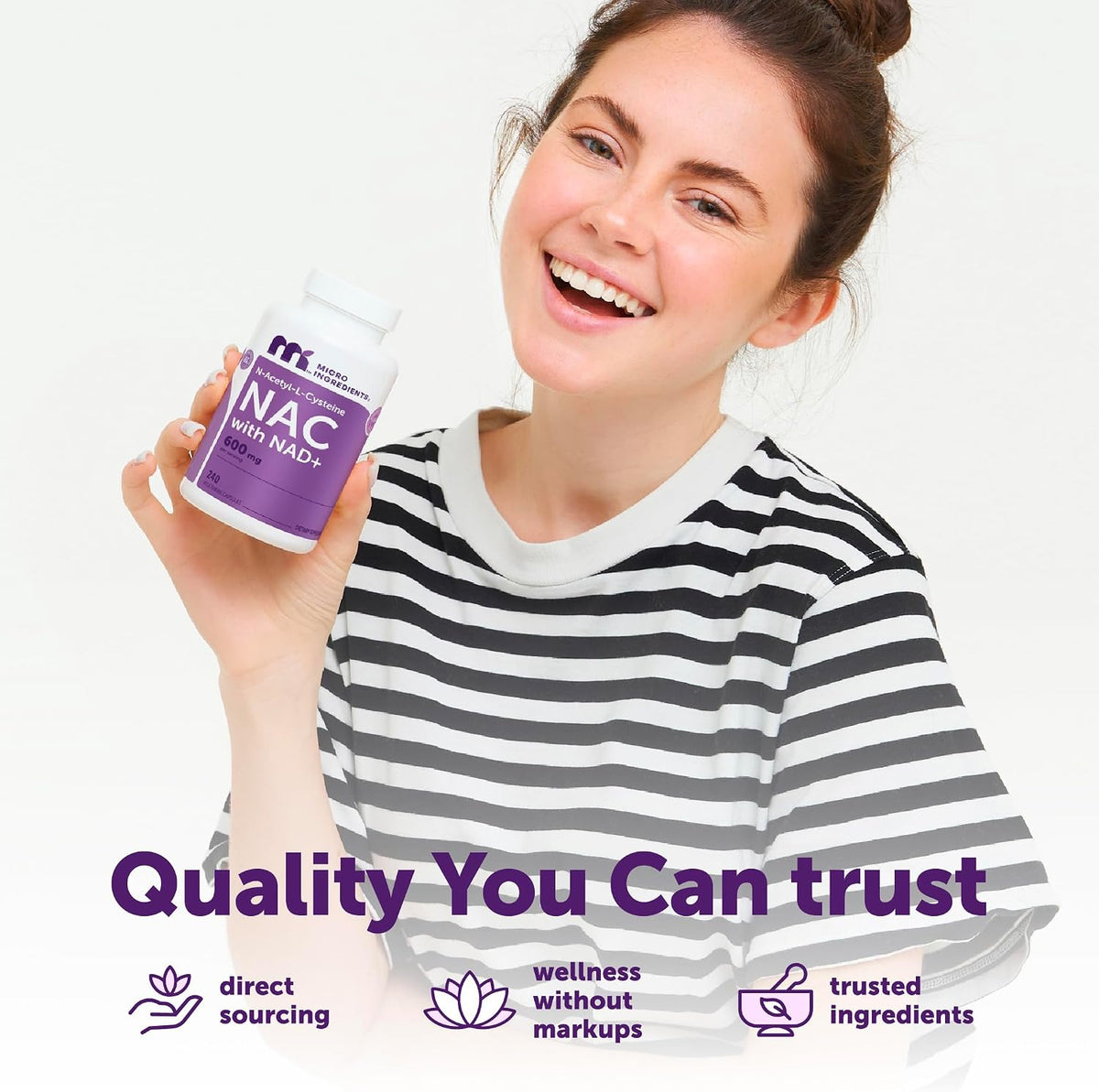 Micro Ingredients NAC with NAD+ vegetarian capsule close up