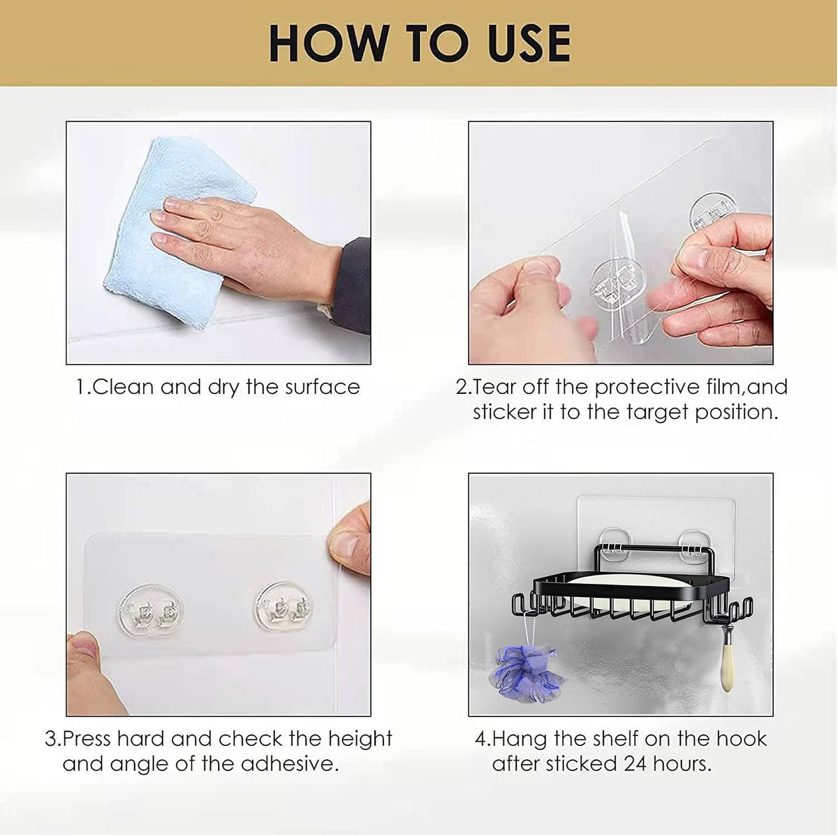 Gegoup kitchen sink sponge holder with adhesive sticker backing