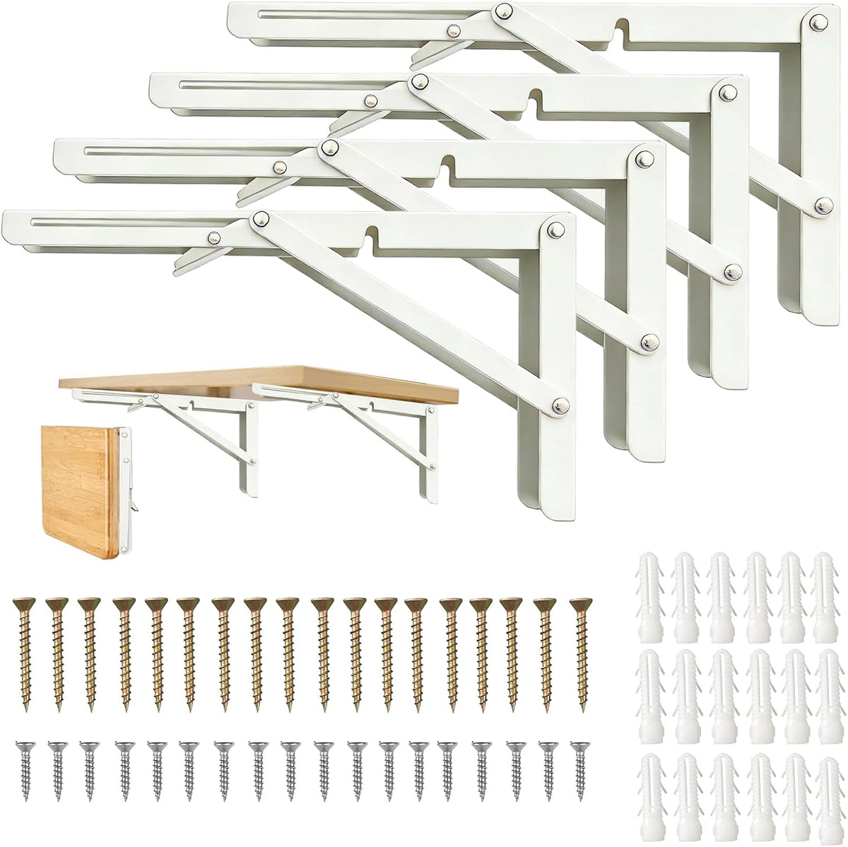 20 Inch Folding Table Hinge, 2Pcs Collapsible Shelf Brackets for Foldable Shelf, Wall Mounted Space-Saving Folding Table Brackets - Image 12