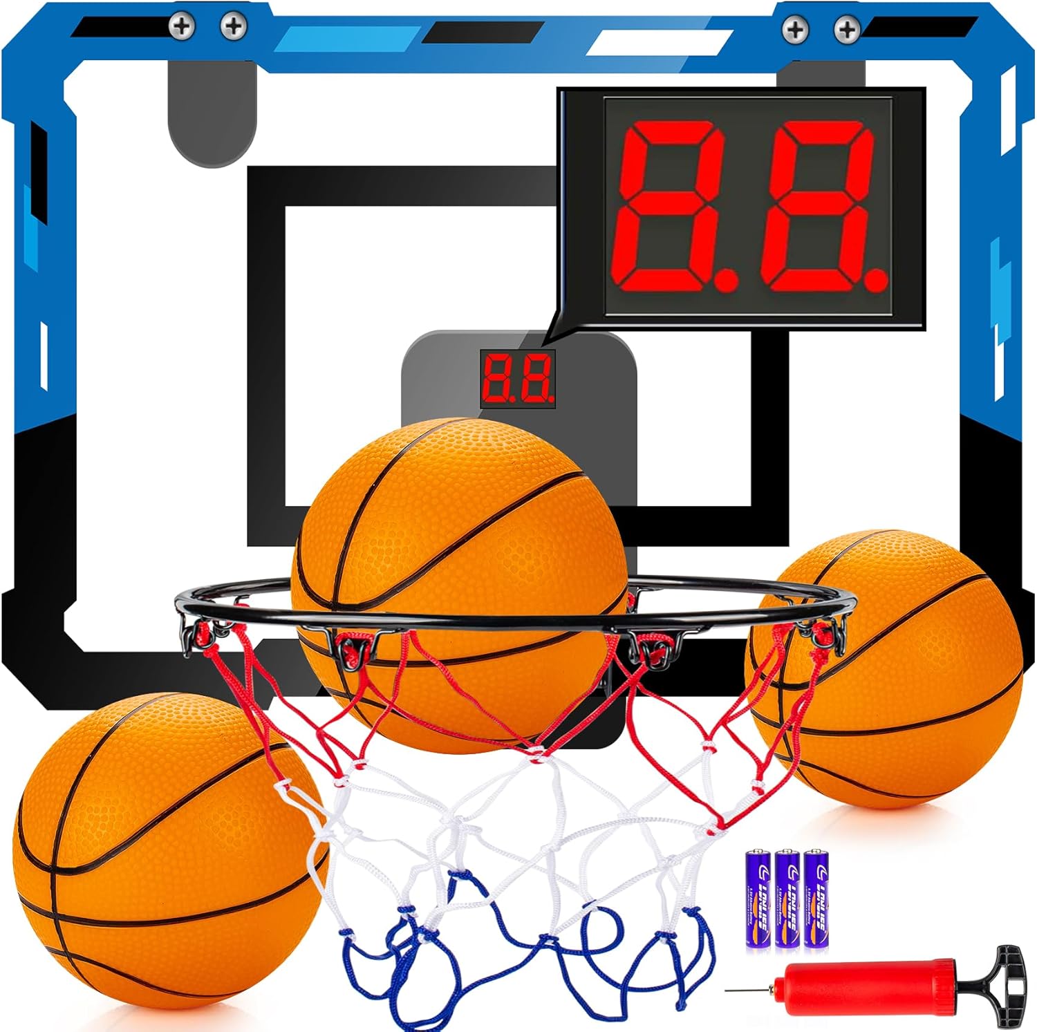 Loiley indoor basketball hoop with electronic scorer front view
