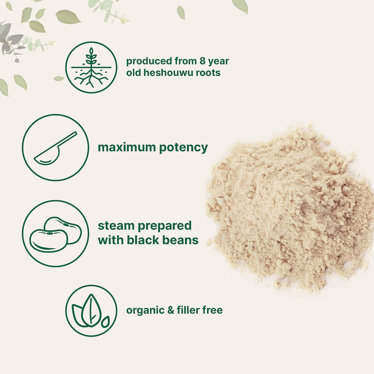 Micro Ingredients organic he shou wu powder scoop and texture