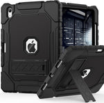 ZoneFoker iPad 10th Generation rugged case front view highlighting heavy duty black shockproof border design.