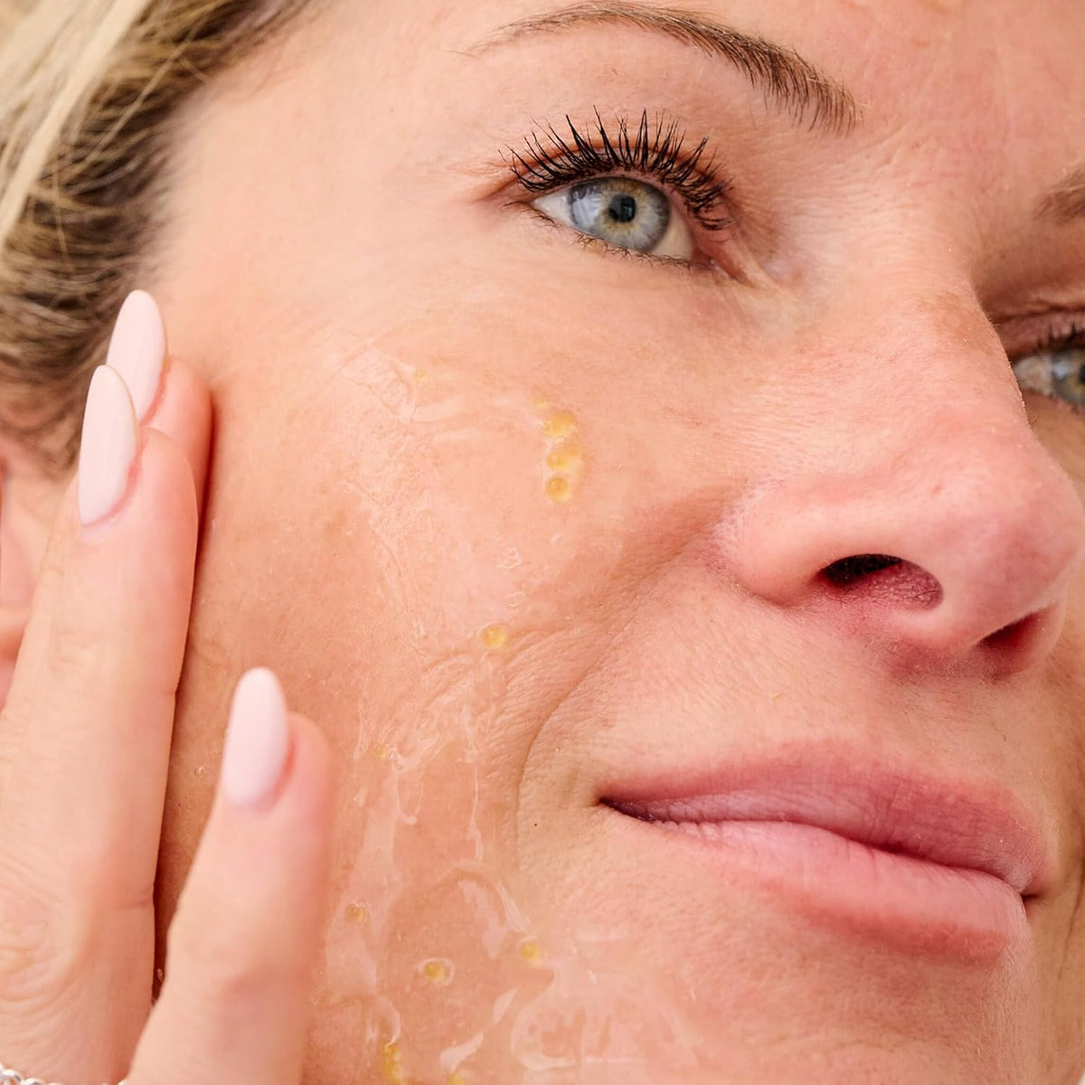 Close-up of Bliss vegan collagen overnight face mask highlighting its restorative benefits for dull skin