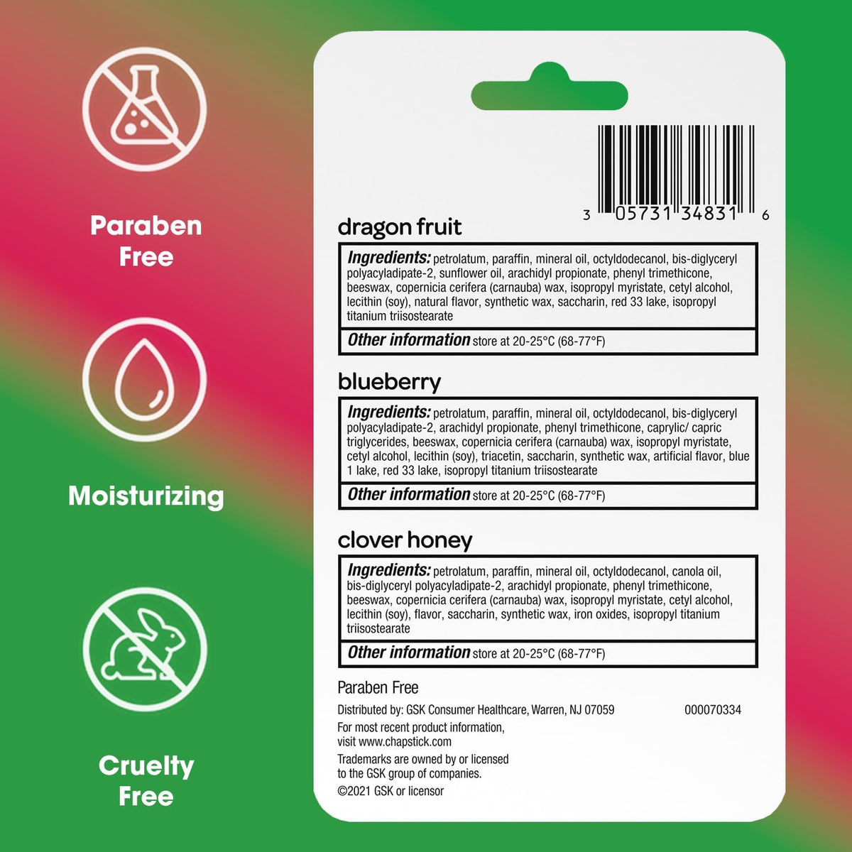 ChapStick Lip Balm, Superfood Collection 3-Pack - Dragon Fruit, Blueberry & Clover Honey, Moisturizer for Dry Lips, 0.15 Oz - Image 9