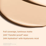 Clarins luminous matte foundation swatch demonstrating fluid texture