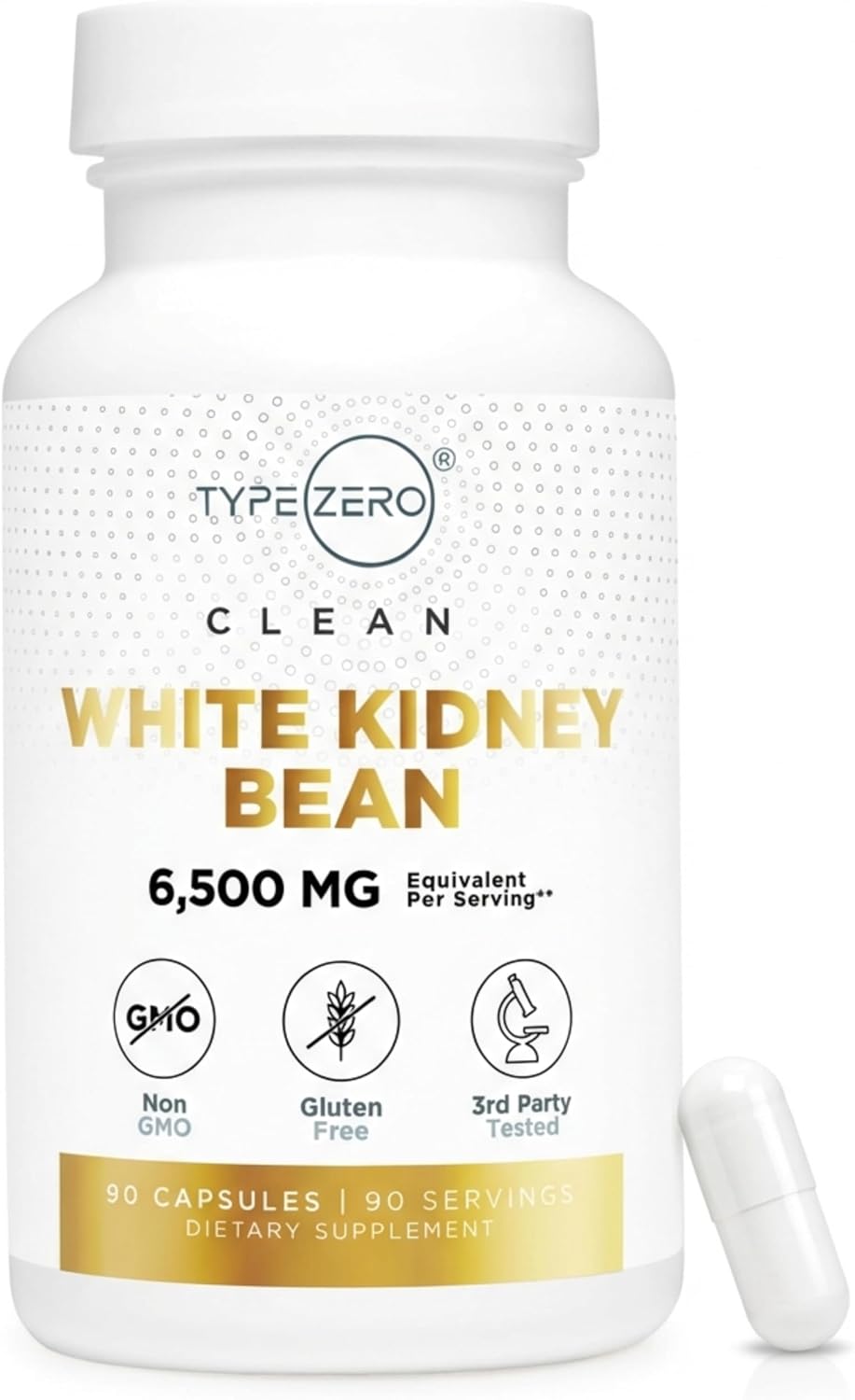 Type Zero white kidney bean extract front view bottle packaging