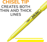 BIC Brite Liner fluorescent yellow highlighter pen close-up on pocket clip