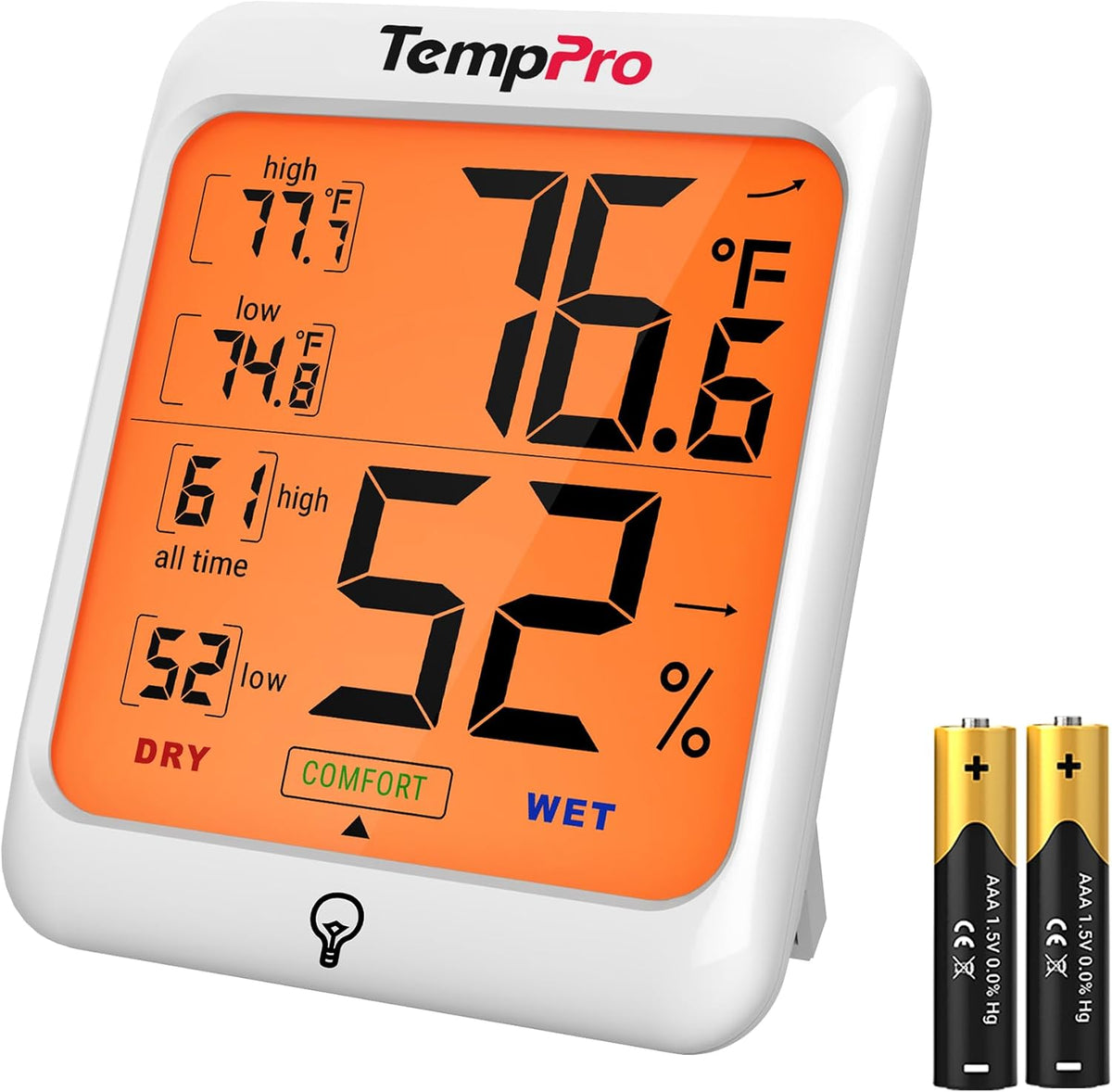 TempPro digital hygrometer indoor thermometer front view