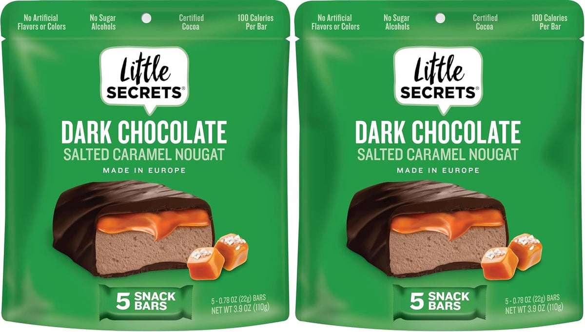 Nutritional info on the back of Little Secrets caramel nougat box