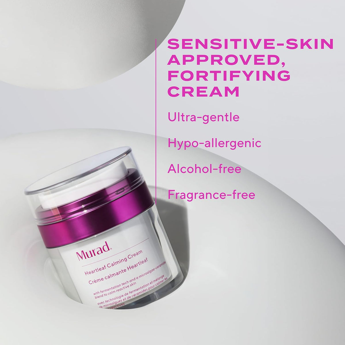 Top view of Murad Heartleaf Calming Cream moisturizer jar