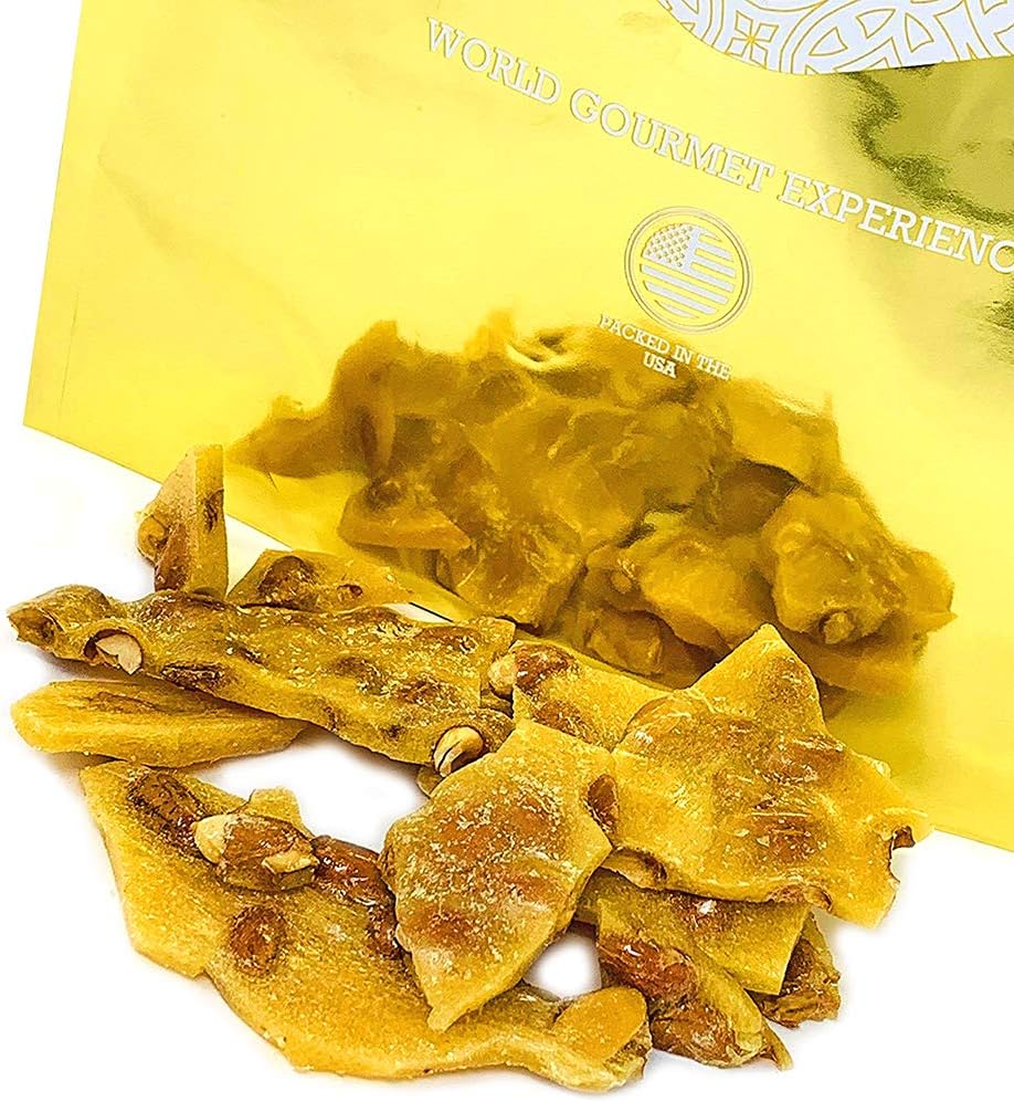 Premium American imported peanut brittle showing its thin and crispy texture