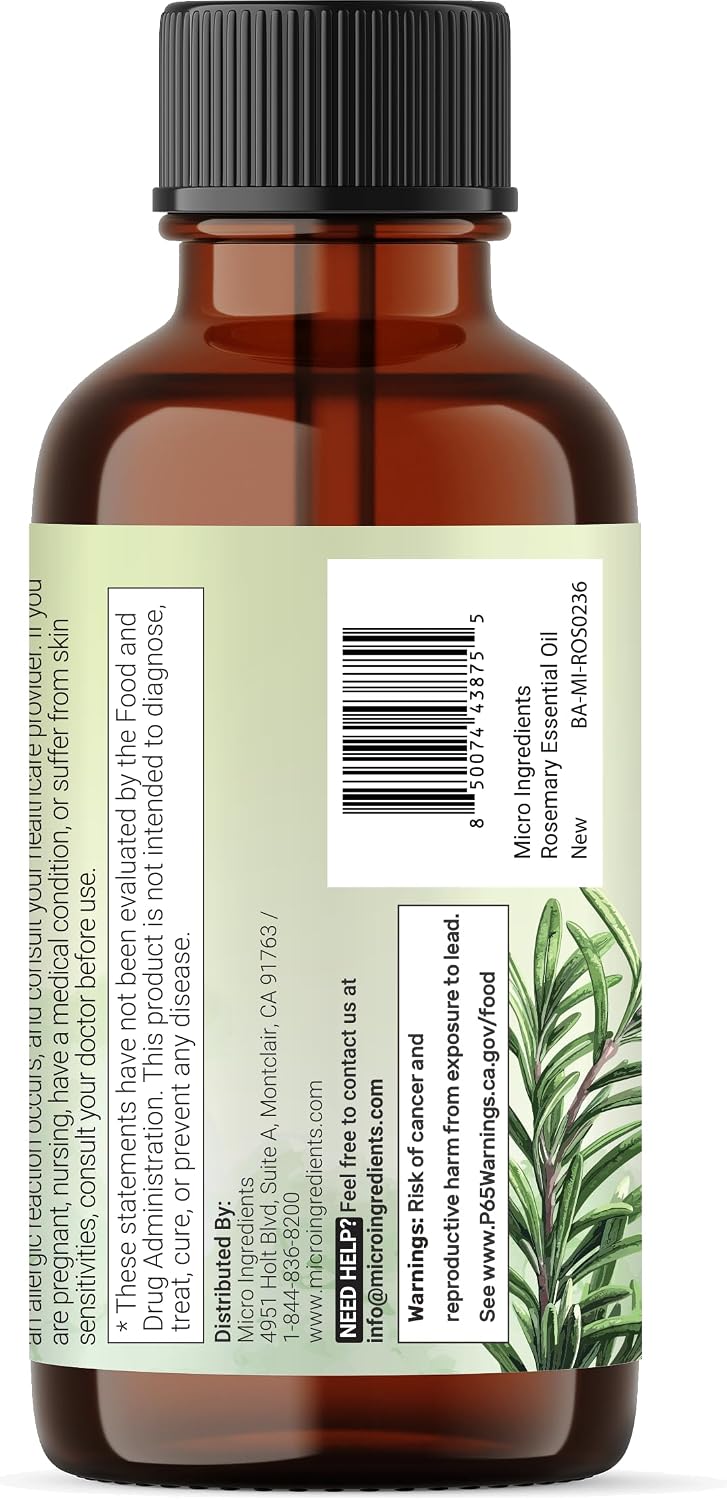 Micro Ingredients Rosemary Essential Oil, 8 fl oz, Easy-Use Dropper Bottle | DIY for Natural Aromatherapy, Soap, Diffuser, Candles, Body & Scalp Massages | Uplifting Woody Aroma | Cruelty Free - Image 9
