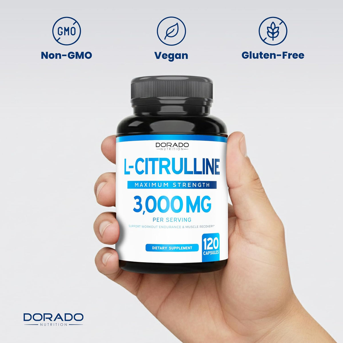 Close up of Dorado Nutrition 3000mg L-Citrulline supplement