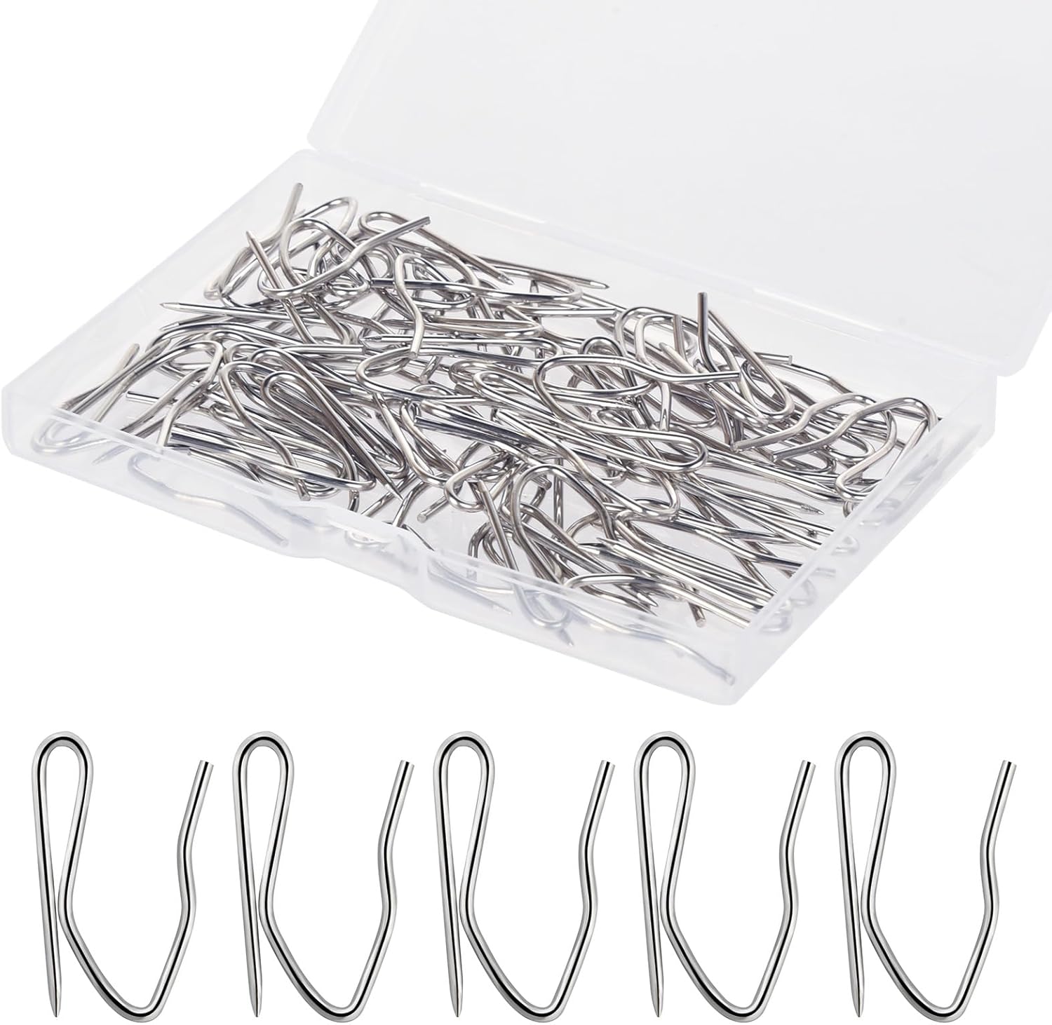 Nydotd 58 pieces stainless steel curtain hooks front view