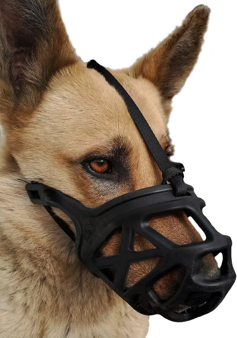 Mayerzon breathable basket dog muzzle front view for bite prevention