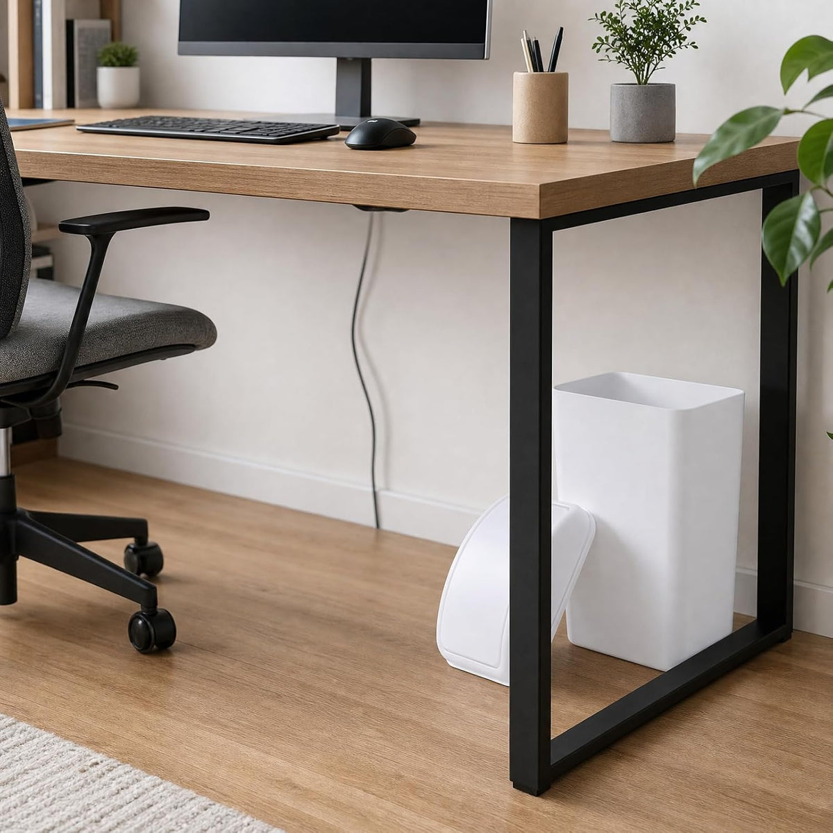 Waikhomes 14L Trash Can styled in a modern bathroom setting