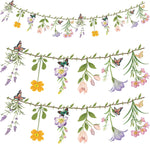 Ghegicu reusable wildflower garland flower banner front view highlighting colorful double-sided floral patterns.