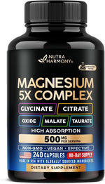 Magnesium Complex - Glycinate, Citrate, Malate, Taurate, Oxide - 180 Caps | 5-in-1 Magnesium Supplement 500 mg - for Women & Men - Stress, Muscle & Heart Support - Laboratory Tested - Vegan, Non-GMO - Image 11