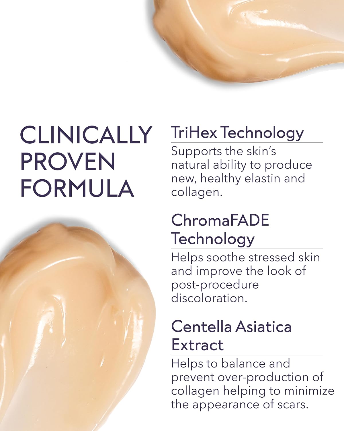 Alastin TriHex Technology cream applied to skin for collagen support.