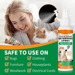 Natural pet repellent spray label and botanical ingredient details