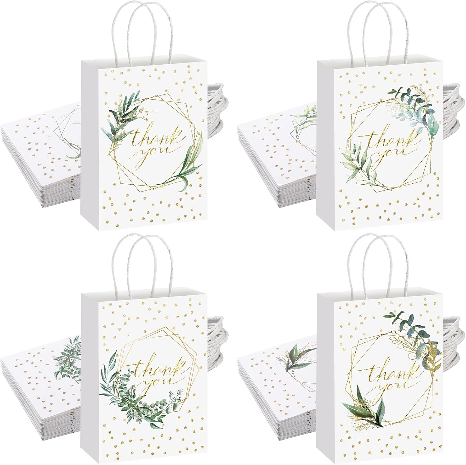 Colarr greenery thank you gift bag front view