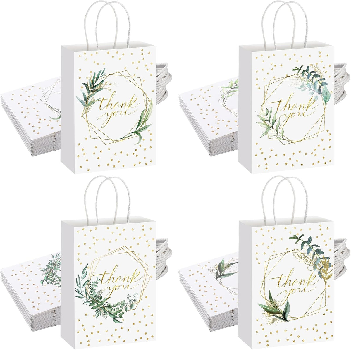 Colarr greenery thank you gift bag front view
