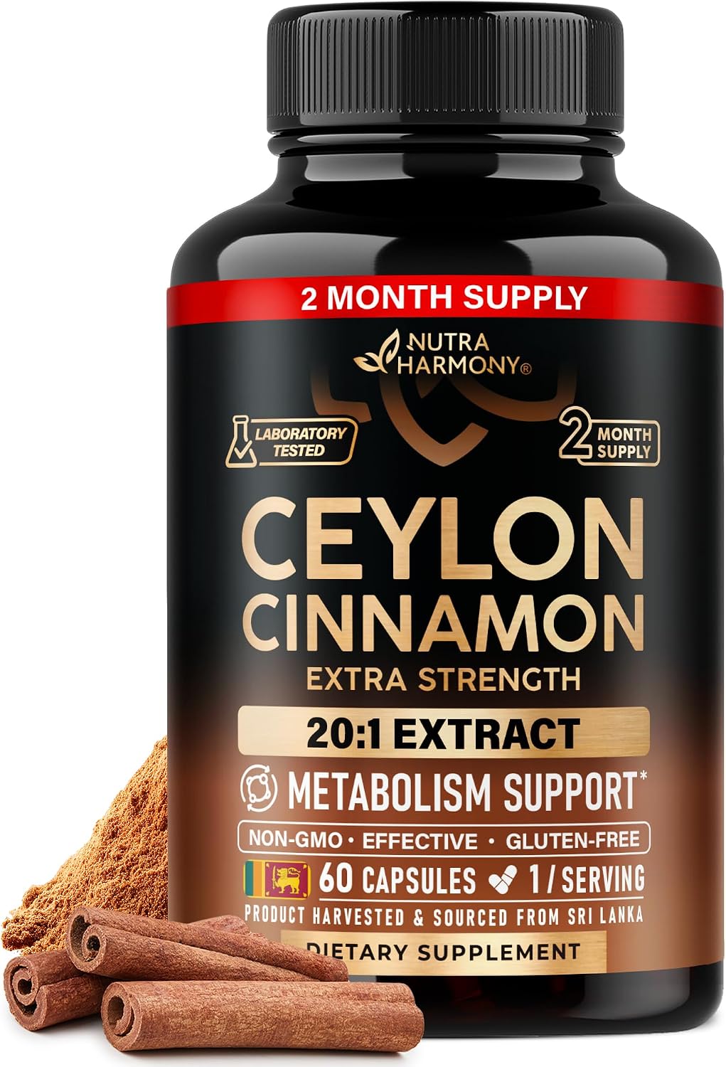 Ceylon Cinnamon Capsules - Energy Heart & Metabolism Support - 120 Capsules | Pure Natural Cinnamon Supplement for Men & Women - Extra Strenght 20:1 Extract - GMO & Gluten-Free - 4-Month Supply - Image 9