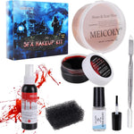 MEICOLY SFX Makeup Kit Scars Wax, Fake Blood Spray(2.1Oz) Halloween Special Effect Wound Modeling Skin Wax(1.67Oz) with Spatula, Black Stipple Sponge, Coagulated Blood Gel(1.06Oz),5ml Castor Sealer,02 - Image 14