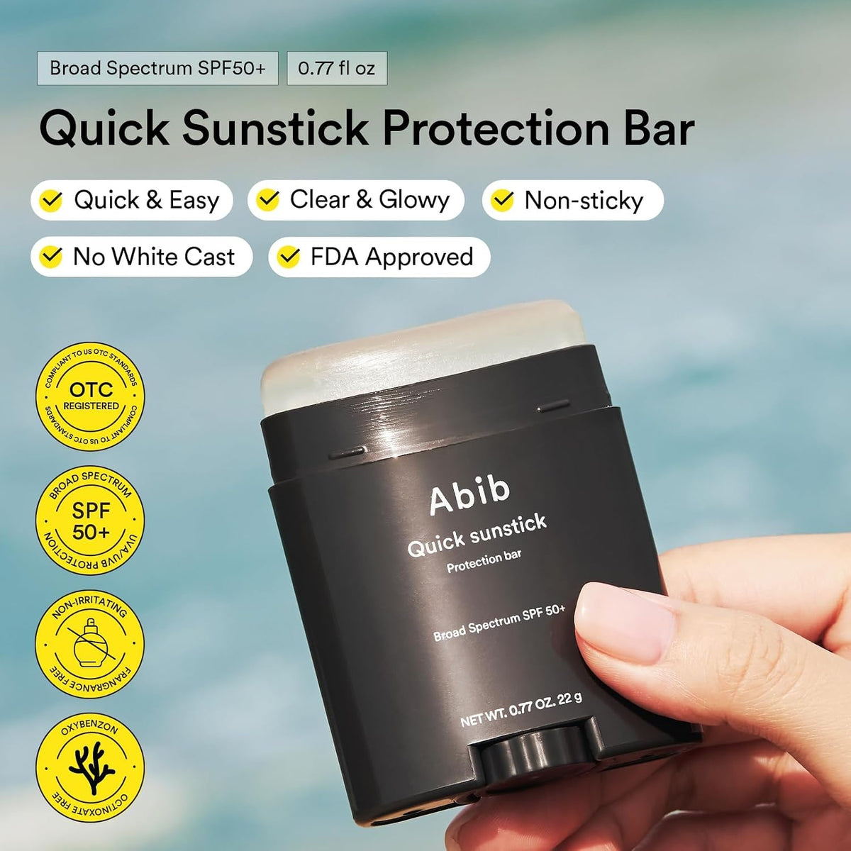 Abib Quick Sunstick showing curved application tip for facial contours