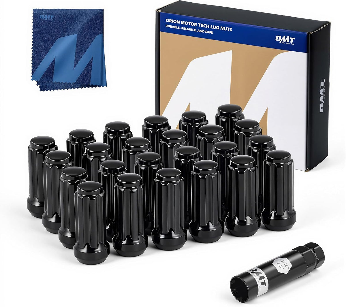 OMT M14x1.5 Lug Nuts with Cone Seat, 32pcs Lug Nuts Set with 1 Socket Key | Wheel Lug Nuts Compatible with Ford F250 F350 Super Duty, Chevy Silverado 1500, GMC Sierra, 3/4" 19mm Hex, 7 SplineTuner - Image 13