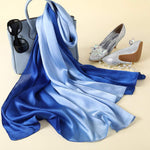 K-Elewon long lightweight shawl draped on model