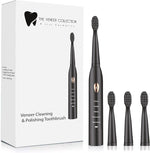 The Veneer Collection Adult Veneer Polishing Toothbrush in matte black front view showcasing the sleek ergonomic handle.