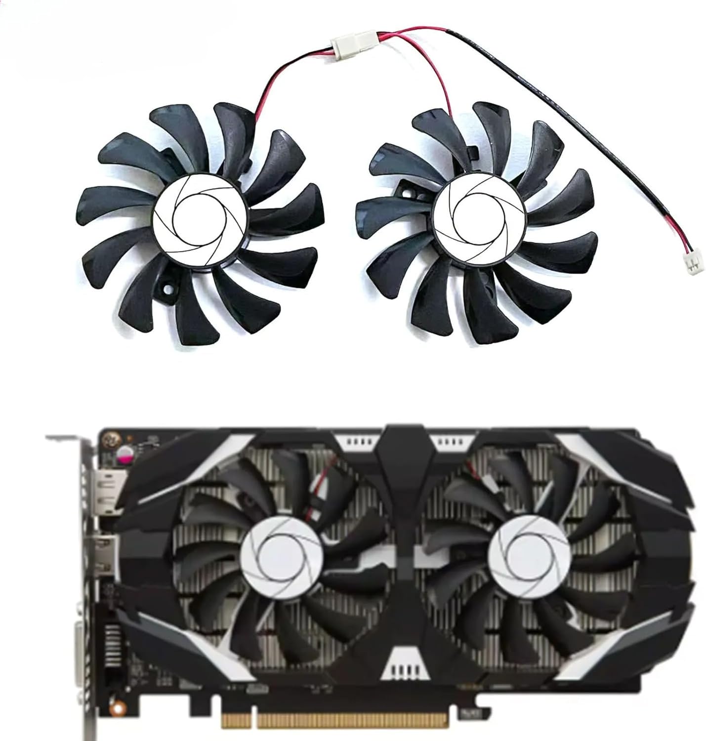LTANDBR GPU replacement fan front view showing seventy five millimeter blade layout
