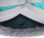 Harrison Howard fly mask closure mechanism and stitching detail