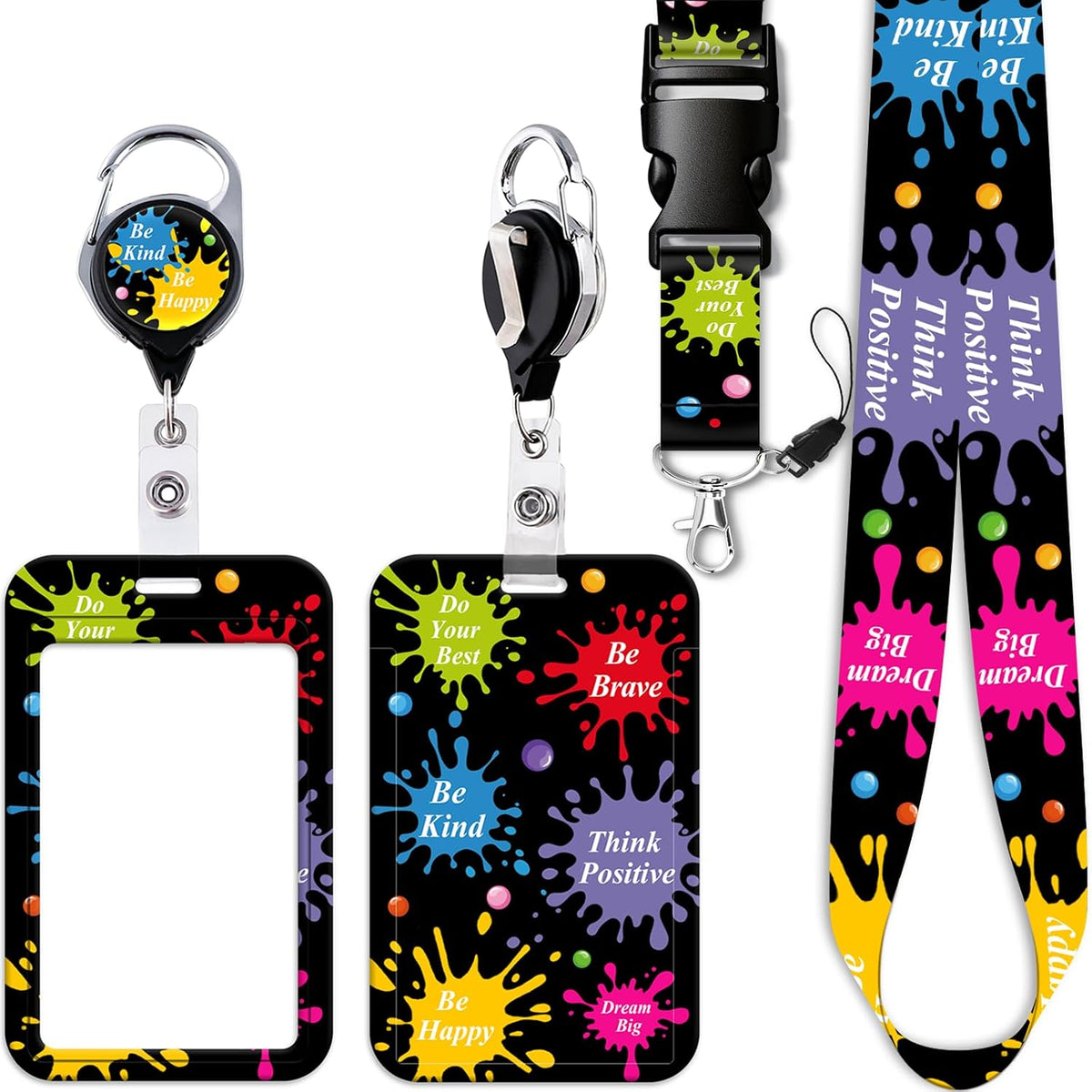 Cool Black ID Badge Holder Lanyard & Retractable Badge Holder Reel Cute Key Lanyard for Women Men Girls Teens Kids for ID Badges Keys(Goth Moon Sun) - Image 9