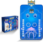 ALMOSTAQIM educational prayer mat for kids showing the front pink interactive surface.
