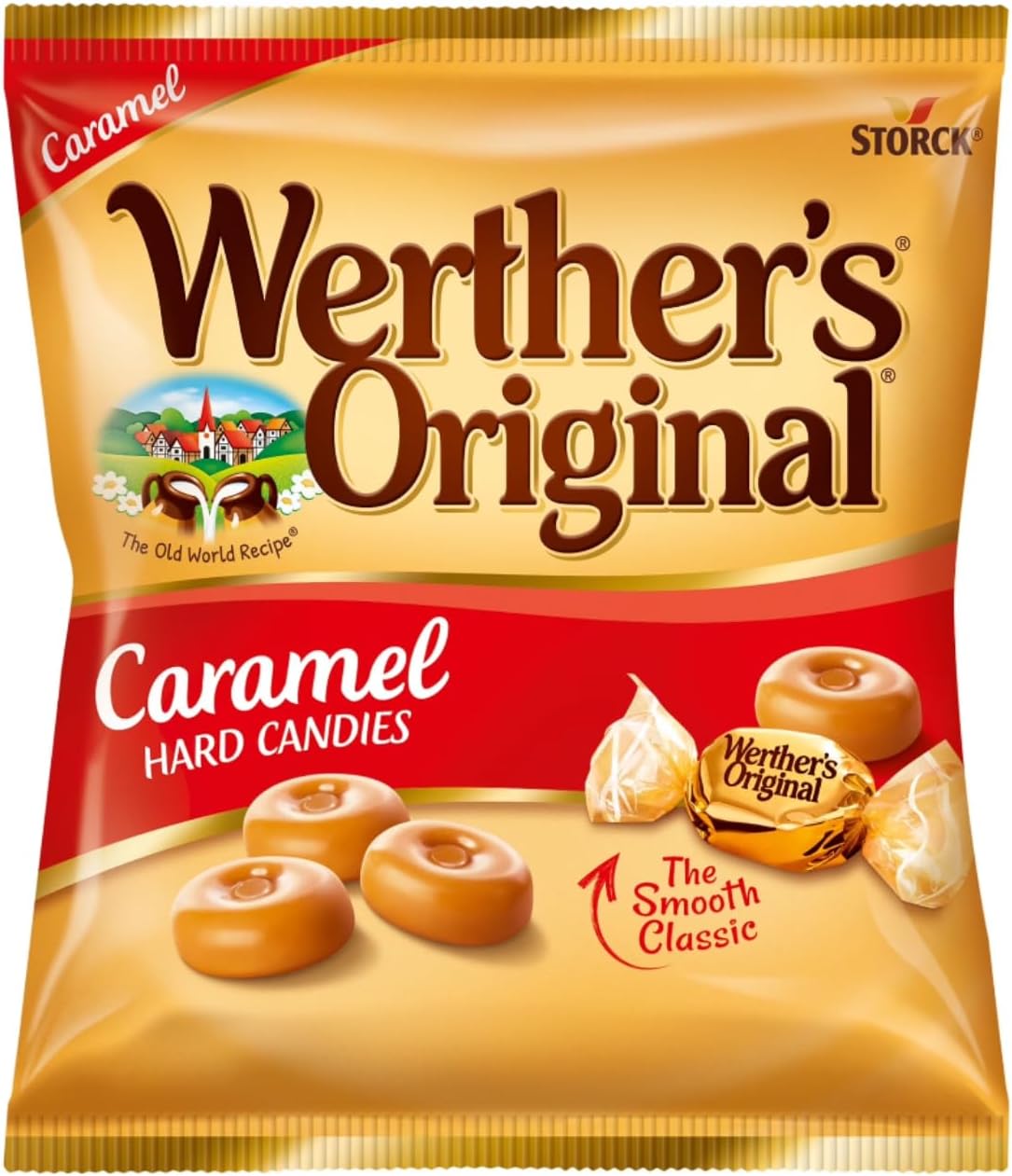 Werther's Original imported hard caramels in a decorative glass bowl.