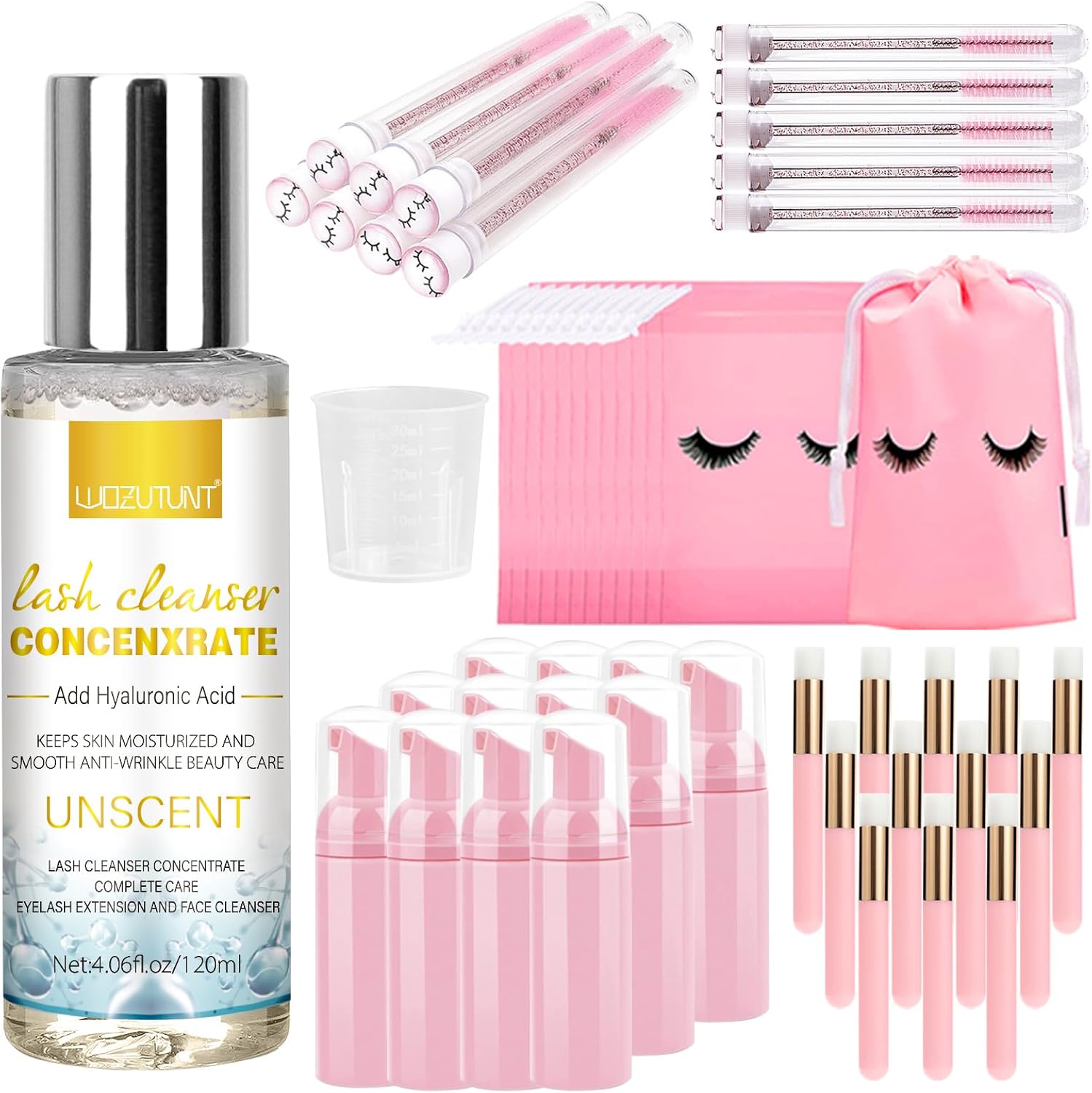 Wozutunt lash shampoo concentrate one hundred and twenty milliliter bottle front view