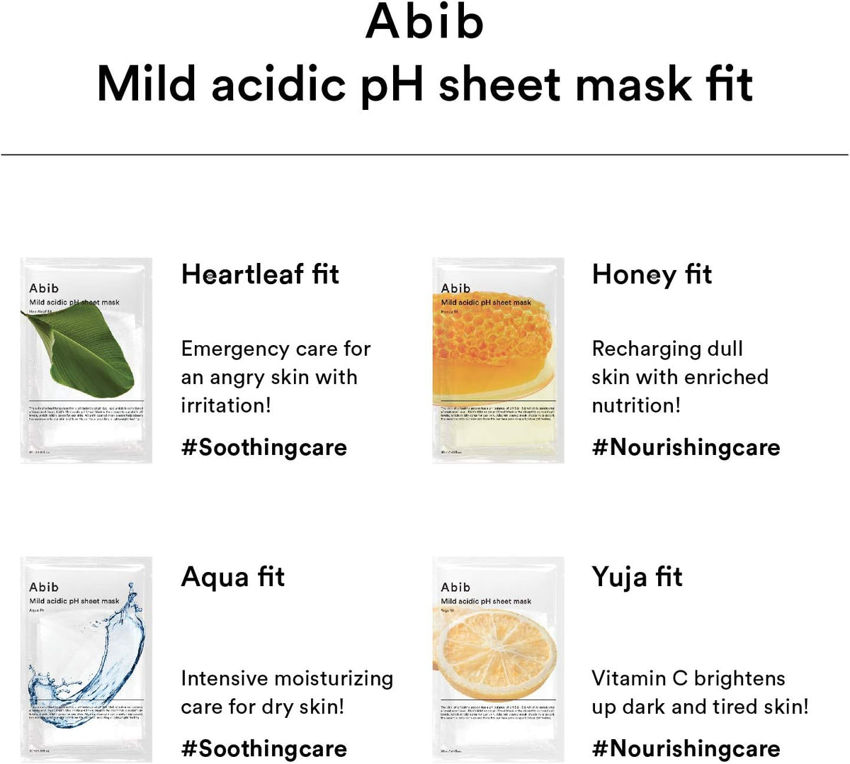Abib K-beauty mild acidic pH sheet mask set for sebum and oil control
