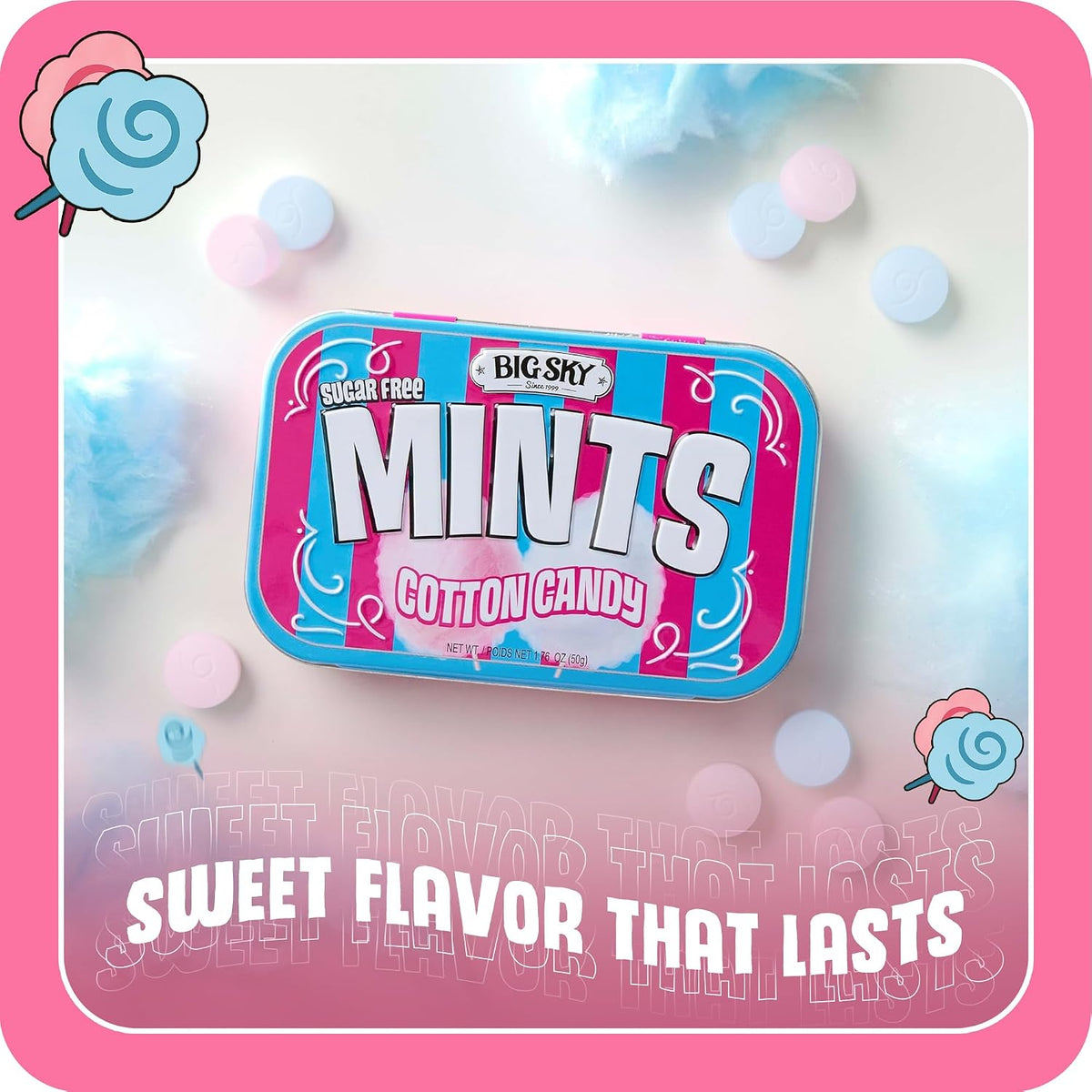 Premium imported pocket sized sugarless confectionery from Big Sky brands.