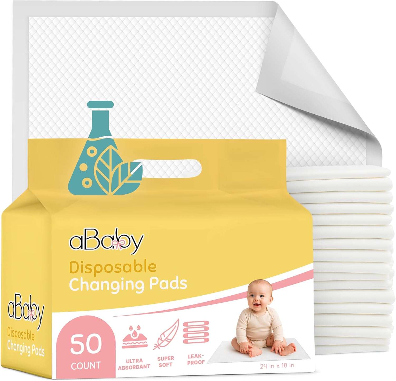 Ababy Refresh disposable baby changing pads 50 pack front view