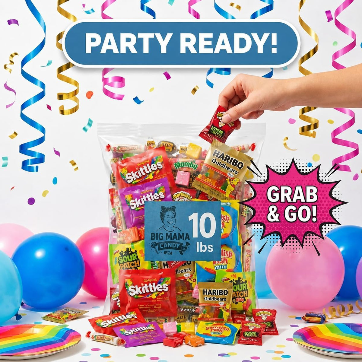 Bulk candy mix assortment showing gummy bears and sour treats