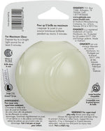 Chuckit Max Glow Ball packaging and product layout for dogs