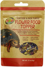 Zoo Med dried flower reptile food topper blend close up showing chamomile and rose petals