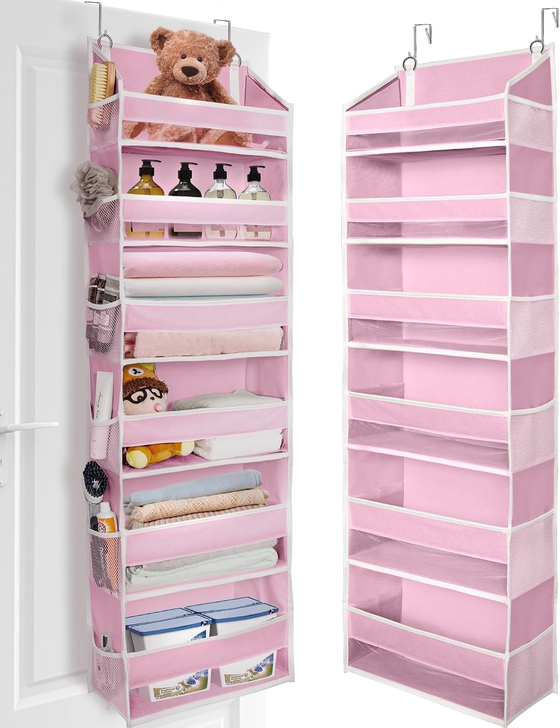 ULG Over The Door Organizer with 6 Large Pockets 12 Side Pockets, 50lbs Weight Capacity Door Hanging Organizer for Bedroom, Bathroom, Pantry, Nursery Storage, Beige - Image 13
