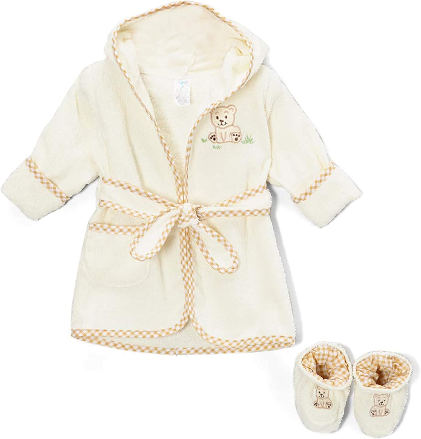 Spasilk cotton hooded terry bathrobe with matching booties front view