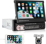 Rimoody car stereo front view with 7 inch flip out touchscreen